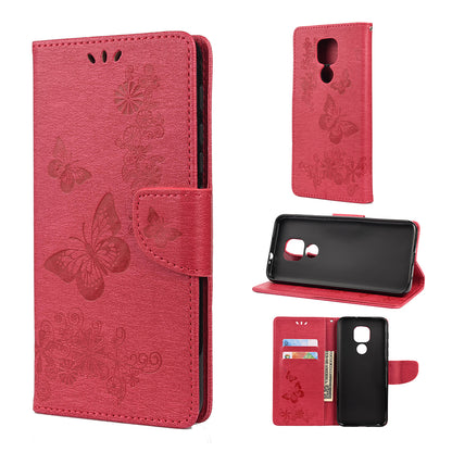 Imprint Butterfly Flower Leather Shell for Motorola Moto G9 Play