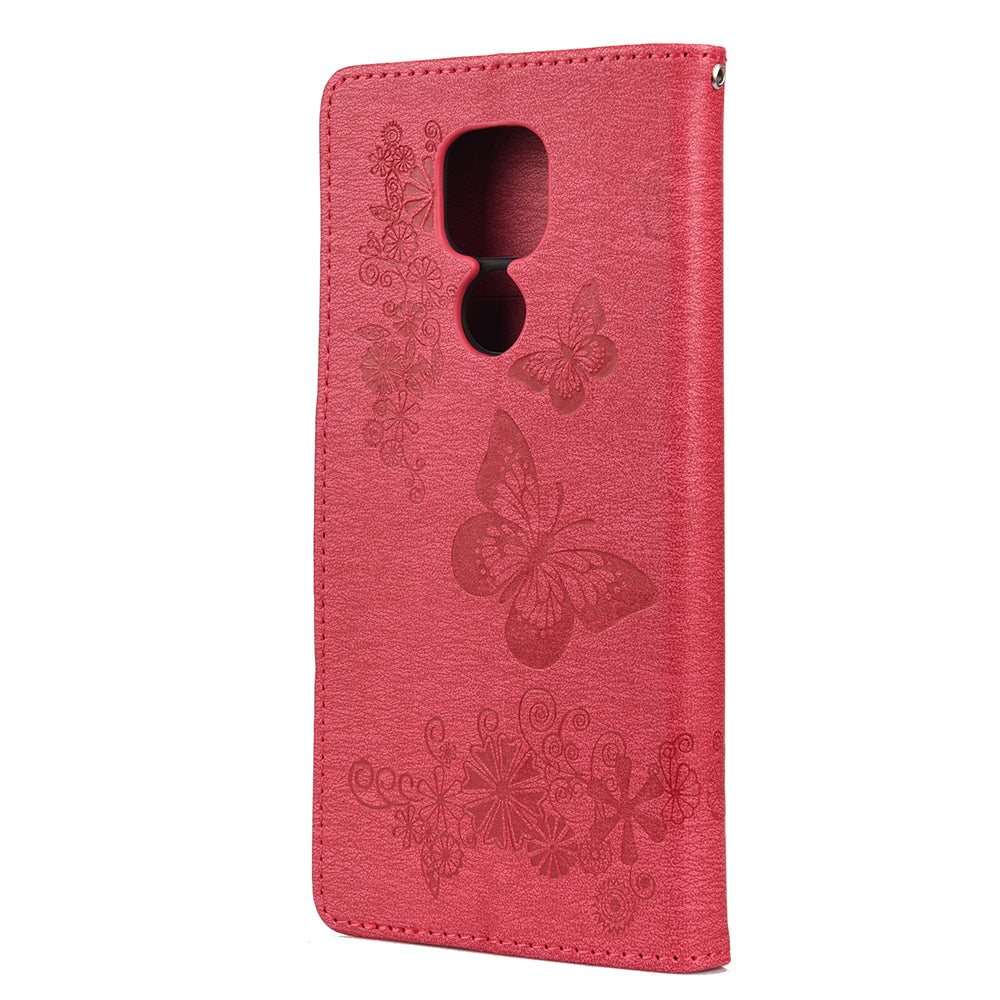 Imprint Butterfly Flower Leather Shell for Motorola Moto G9 Play