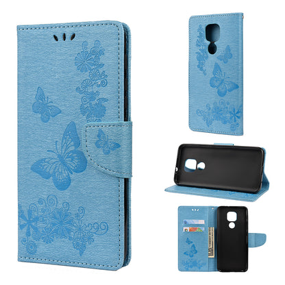 Imprint Butterfly Flower Leather Shell for Motorola Moto G9 Play