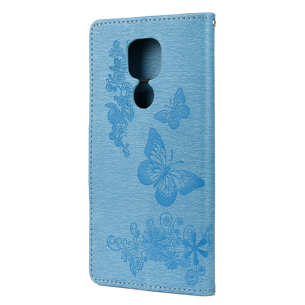 Imprint Butterfly Flower Leather Shell for Motorola Moto G9 Play