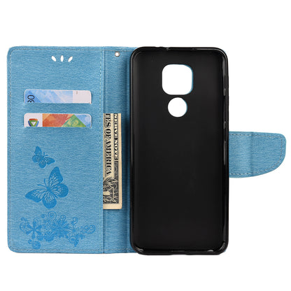 Imprint Butterfly Flower Leather Shell for Motorola Moto G9 Play