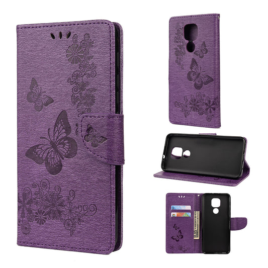 Imprint Butterfly Flower Leather Shell for Motorola Moto G9 Play