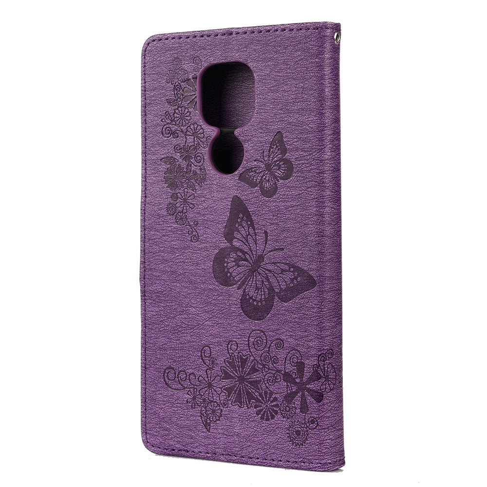 Imprint Butterfly Flower Leather Shell for Motorola Moto G9 Play