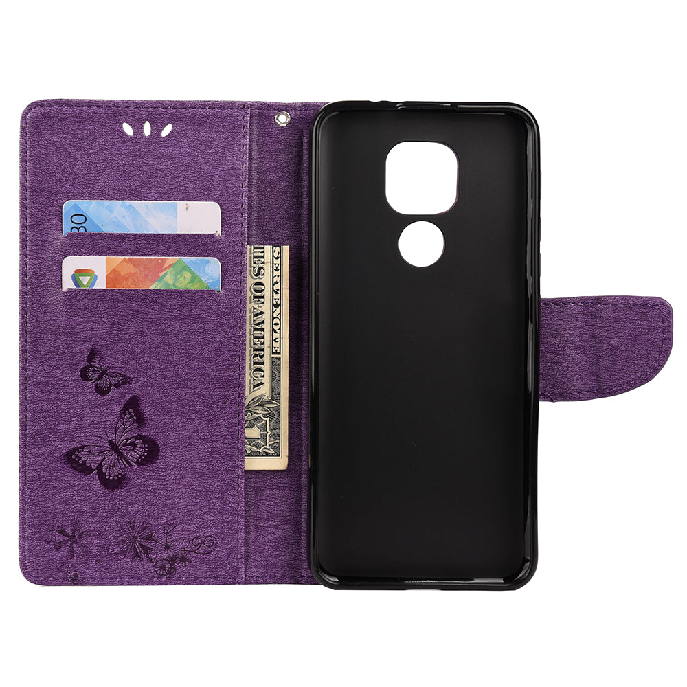 Imprint Butterfly Flower Leather Shell for Motorola Moto G9 Play