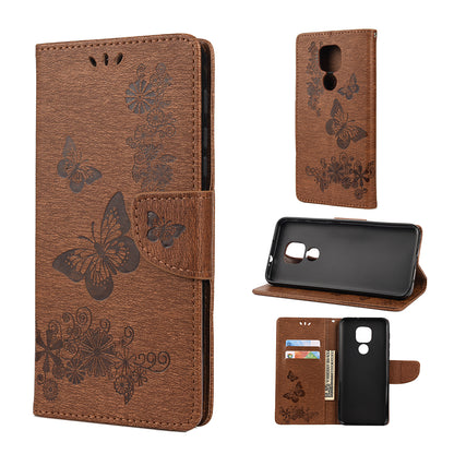 Imprint Butterfly Flower Leather Shell for Motorola Moto G9 Play