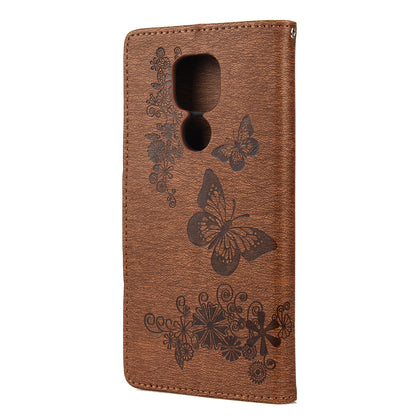 Imprint Butterfly Flower Leather Shell for Motorola Moto G9 Play