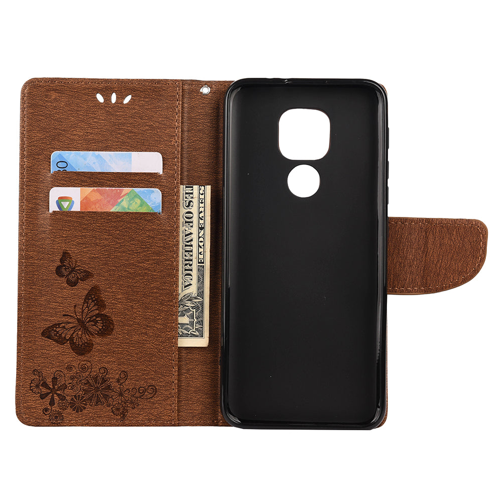 Imprint Butterfly Flower Leather Shell for Motorola Moto G9 Play