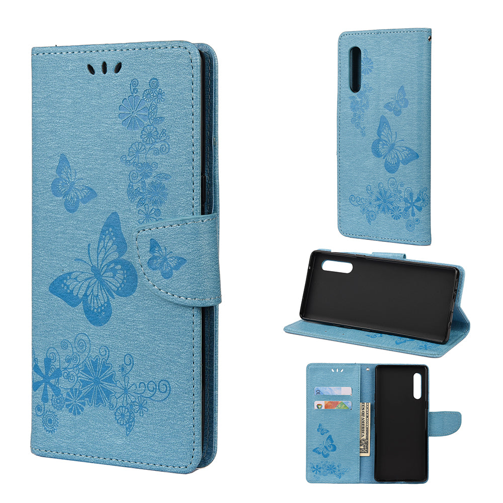 Imprint Butterfly Flower Leather Case for LG Velvet