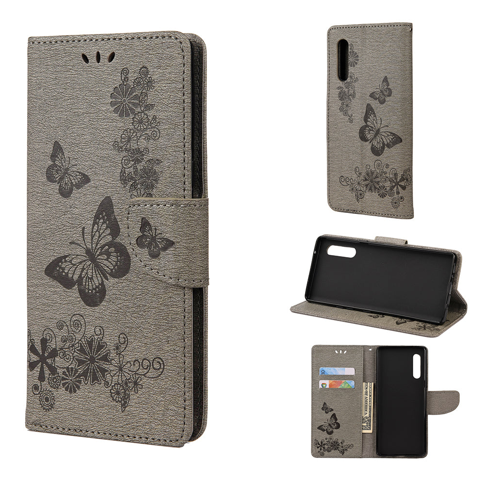 Imprint Butterfly Flower Leather Case for LG Velvet