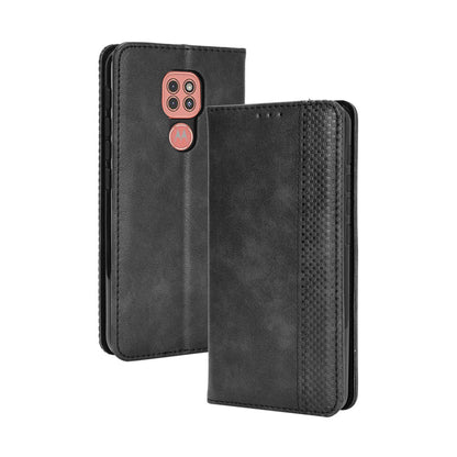 Auto-absorbed Retro PU Leather Shell Wallet Phone Cover for Motorola Moto E7 Plus