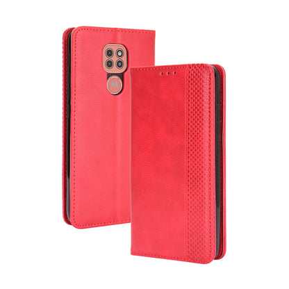 Auto-absorbed Retro PU Leather Shell Wallet Phone Cover for Motorola Moto E7 Plus