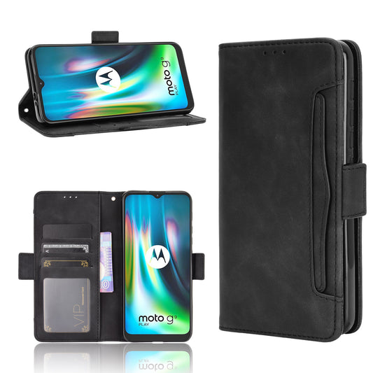 Multi-slot Leather Case Wallet Stand Shell Protector for Motorola Moto E7 Plus