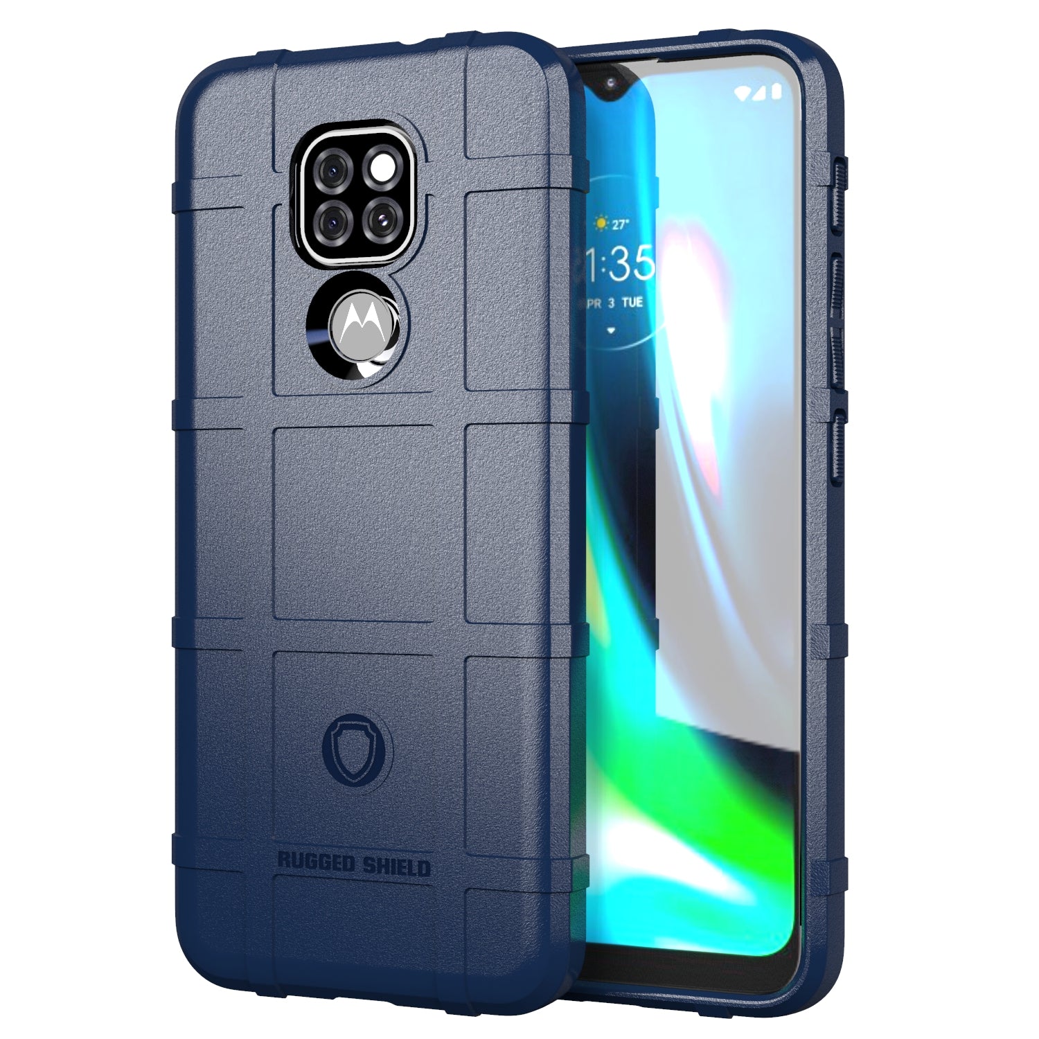 Shock-proof Rugged Square Grid Texture TPU Case for Motorola Moto G9 Play/G9 (India)/E7 plus