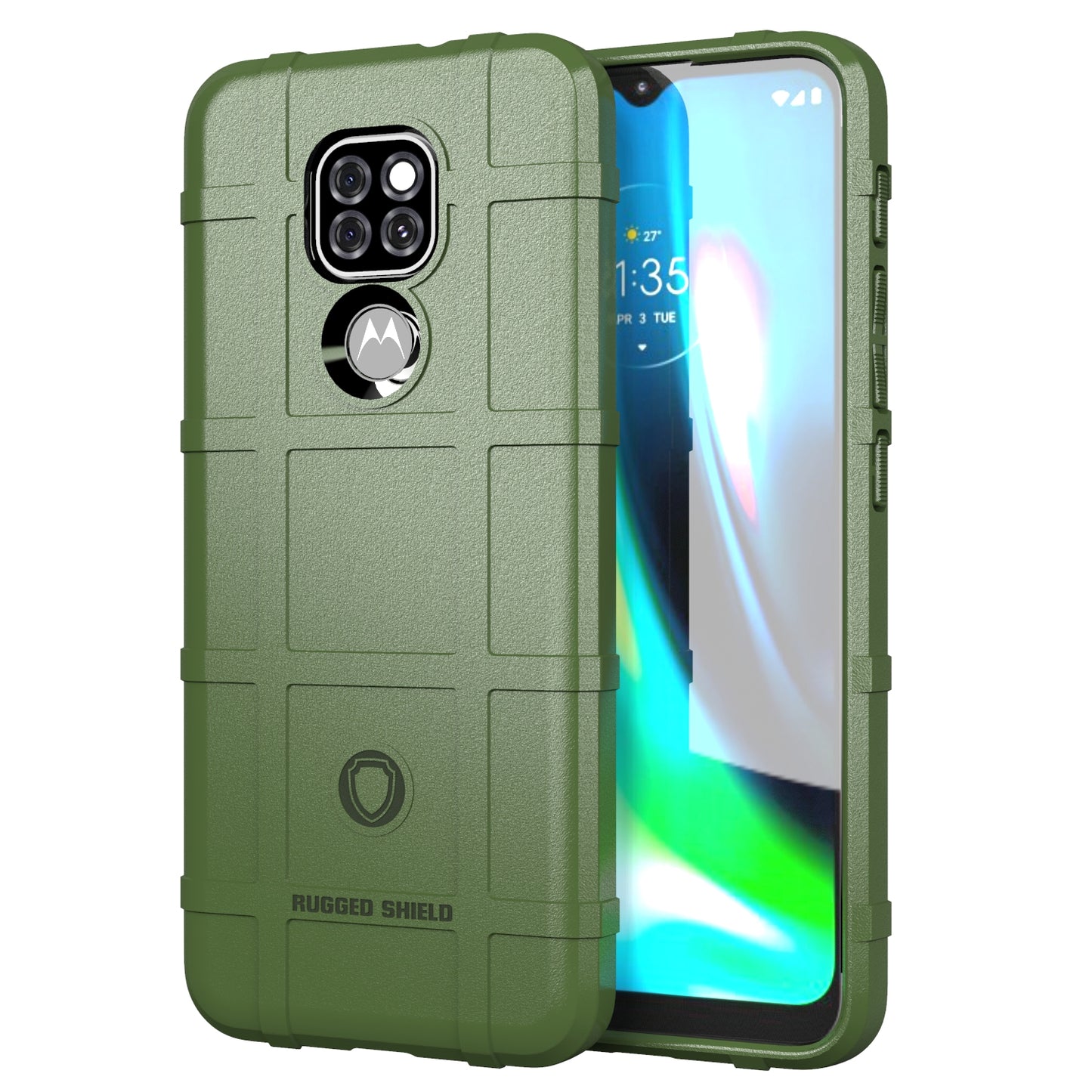 Shock-proof Rugged Square Grid Texture TPU Case for Motorola Moto G9 Play/G9 (India)/E7 plus