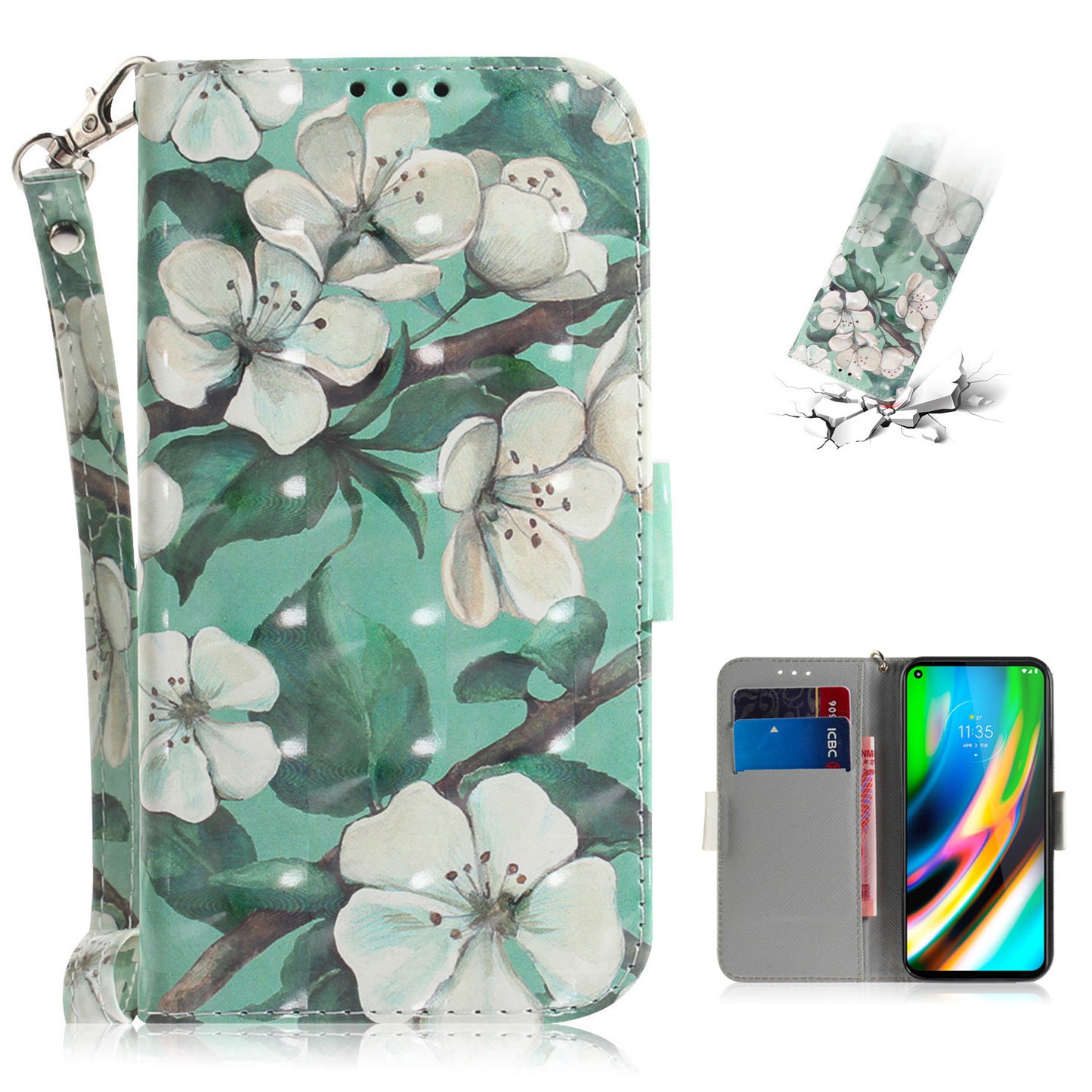 Pattern Printing Light Spot Decor Leather Wallet Case for Motorola Moto G9 Plus