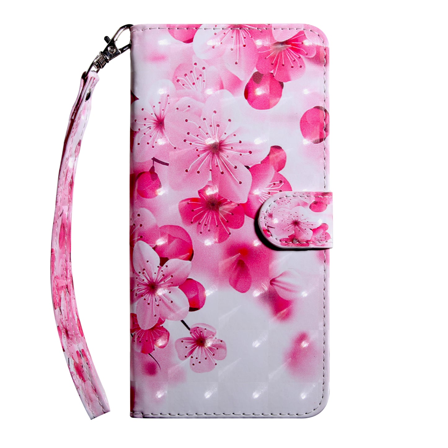 Light Spot Decor Pattern Printing Wallet Stand Leather Phone Cover with Strap for Motorola Moto E6s (2020)