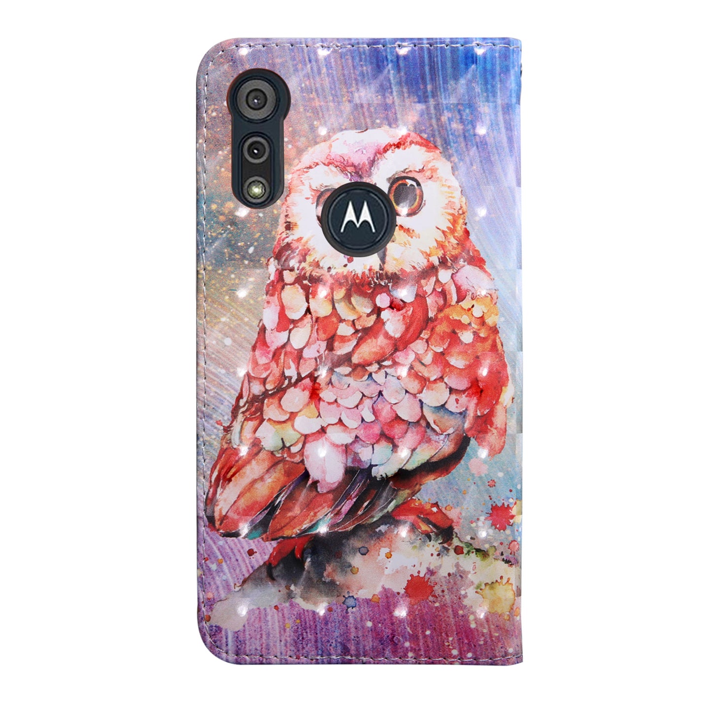 Light Spot Decor Pattern Printing Wallet Stand Leather Phone Cover with Strap for Motorola Moto E6s (2020)