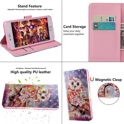 Light Spot Decor Pattern Printing Wallet Stand Leather Phone Cover with Strap for Motorola Moto E6s (2020)