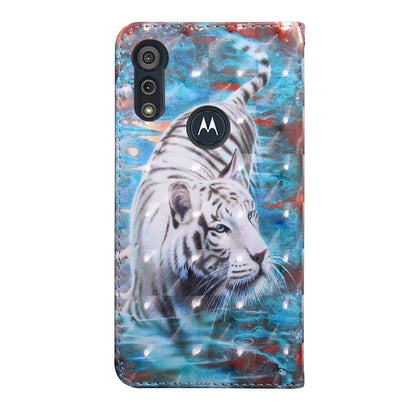 Light Spot Decor Pattern Printing Wallet Stand Leather Phone Cover with Strap for Motorola Moto E6s (2020)