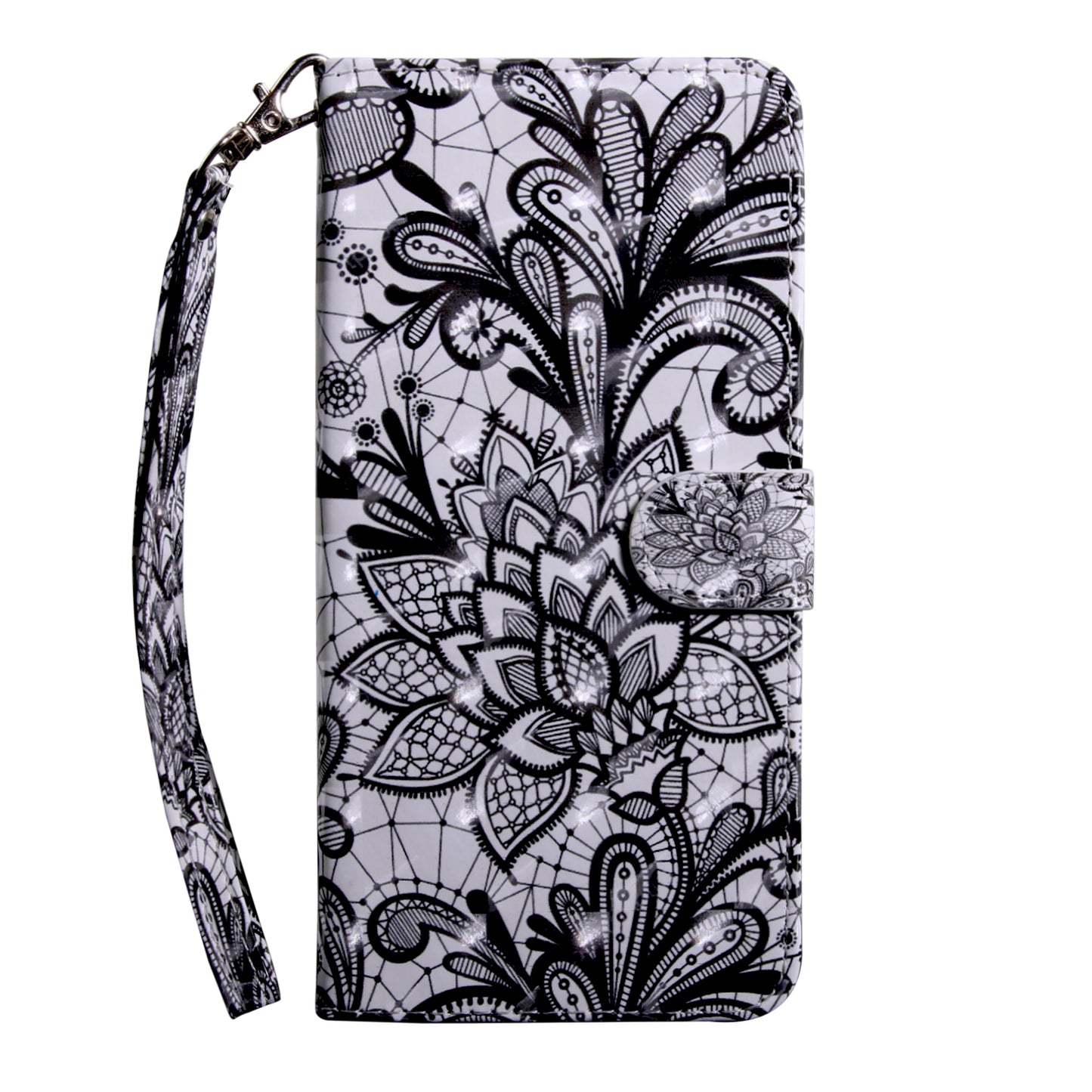 Light Spot Decor Pattern Printing Wallet Stand Leather Phone Cover with Strap for Motorola Moto E6s (2020)