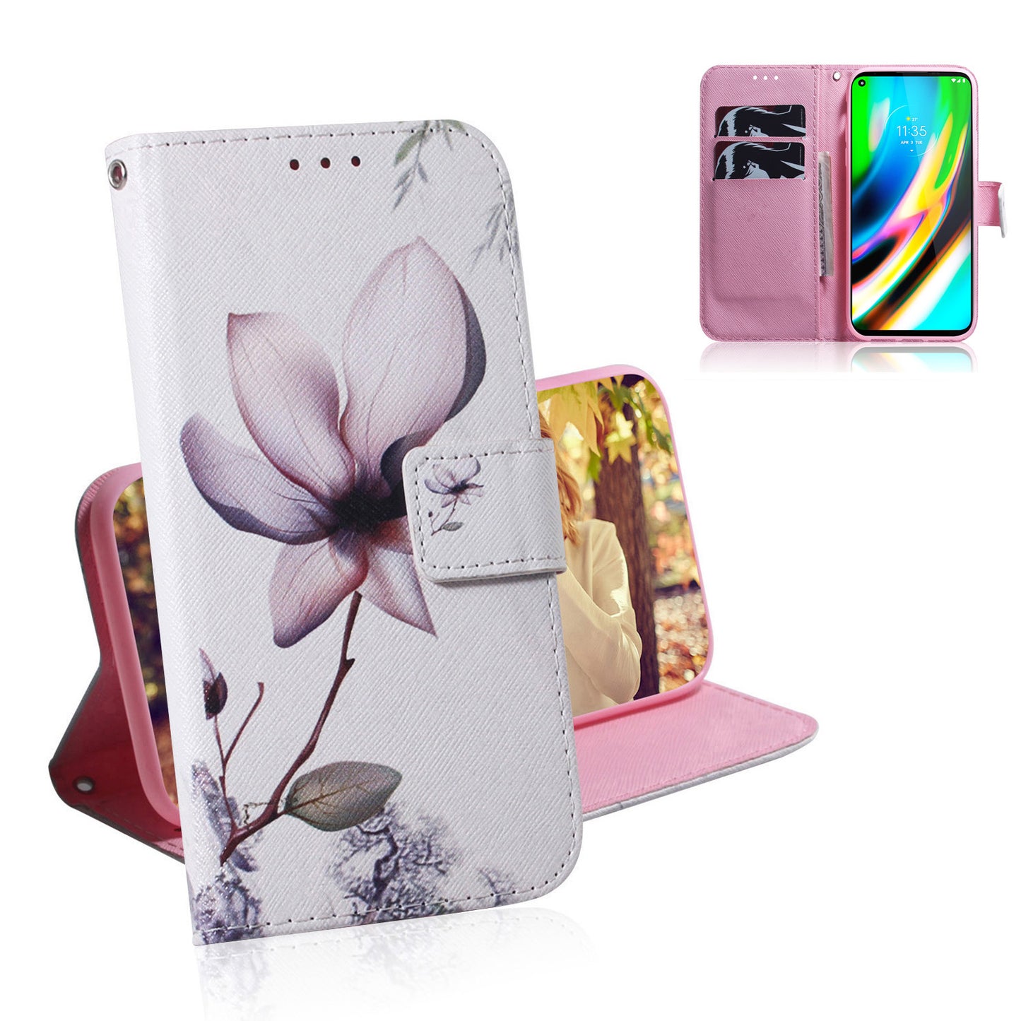 Pattern Printing Wallet Leather Phone Case for Motorola Moto G9 Plus