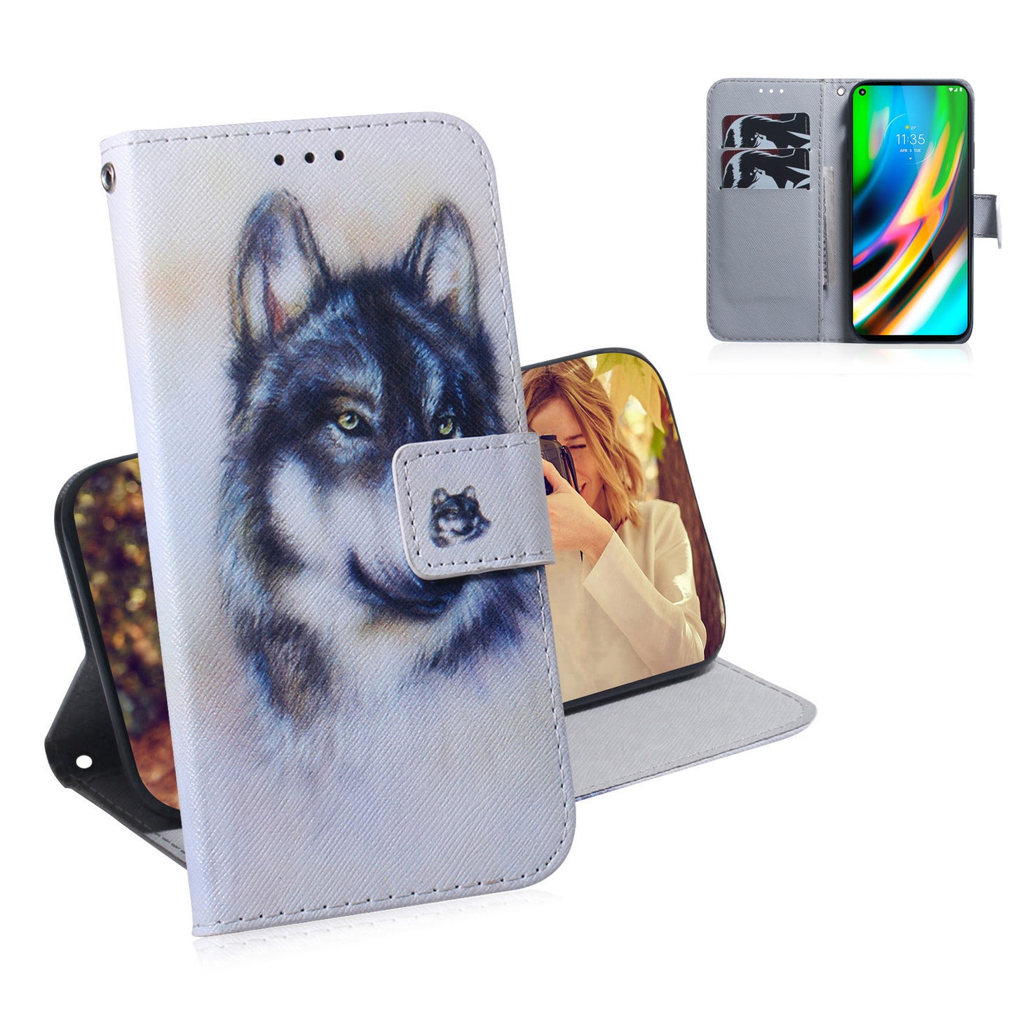 Pattern Printing Wallet Leather Phone Case for Motorola Moto G9 Plus