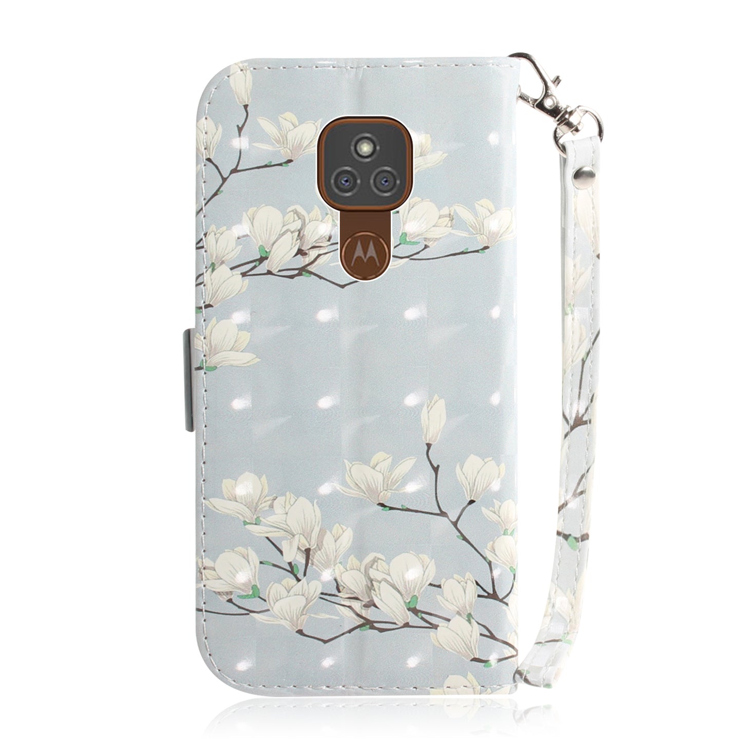 Light Spot Decor Pattern Printing Wallet Stand Flip Leather Case with Strap for Motorola Moto G9 Play/E7 Plus/G9 (India)