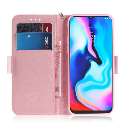 Light Spot Decor Pattern Printing Wallet Stand Flip Leather Case with Strap for Motorola Moto G9 Play/E7 Plus/G9 (India)