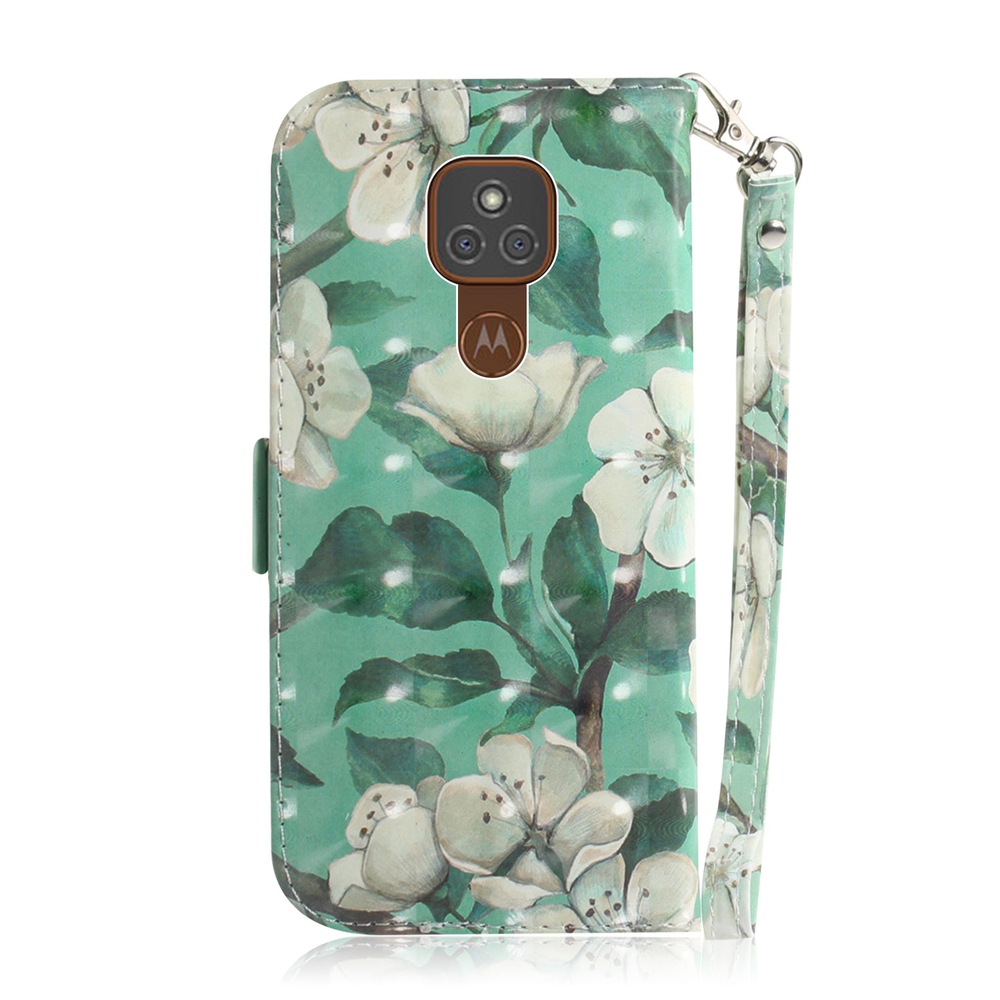 Light Spot Decor Pattern Printing Wallet Stand Flip Leather Case with Strap for Motorola Moto G9 Play/E7 Plus/G9 (India)