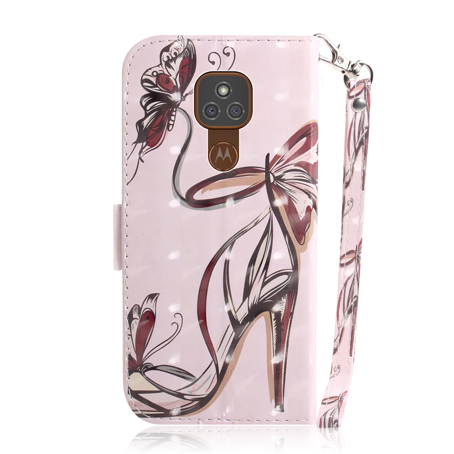 Light Spot Decor Pattern Printing Wallet Stand Flip Leather Case with Strap for Motorola Moto G9 Play/E7 Plus/G9 (India)