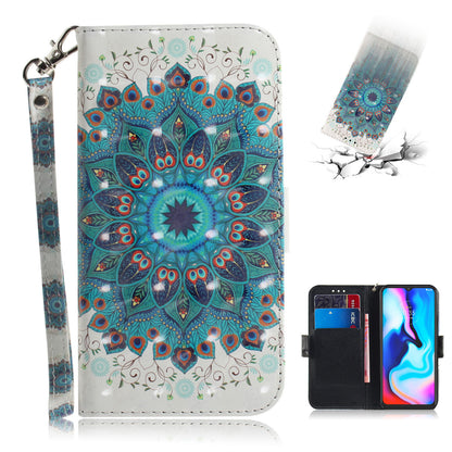 Light Spot Decor Pattern Printing Wallet Stand Flip Leather Case with Strap for Motorola Moto G9 Play/E7 Plus/G9 (India)