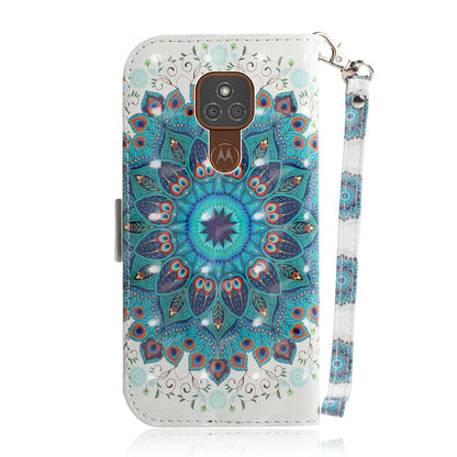 Light Spot Decor Pattern Printing Wallet Stand Flip Leather Case with Strap for Motorola Moto G9 Play/E7 Plus/G9 (India)