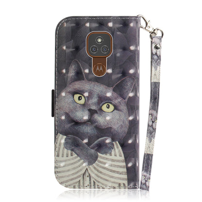 Light Spot Decor Pattern Printing Wallet Stand Flip Leather Case with Strap for Motorola Moto G9 Play/E7 Plus/G9 (India)