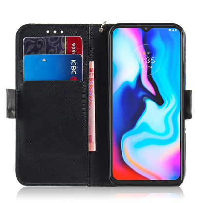 Light Spot Decor Pattern Printing Wallet Stand Flip Leather Case with Strap for Motorola Moto G9 Play/E7 Plus/G9 (India)