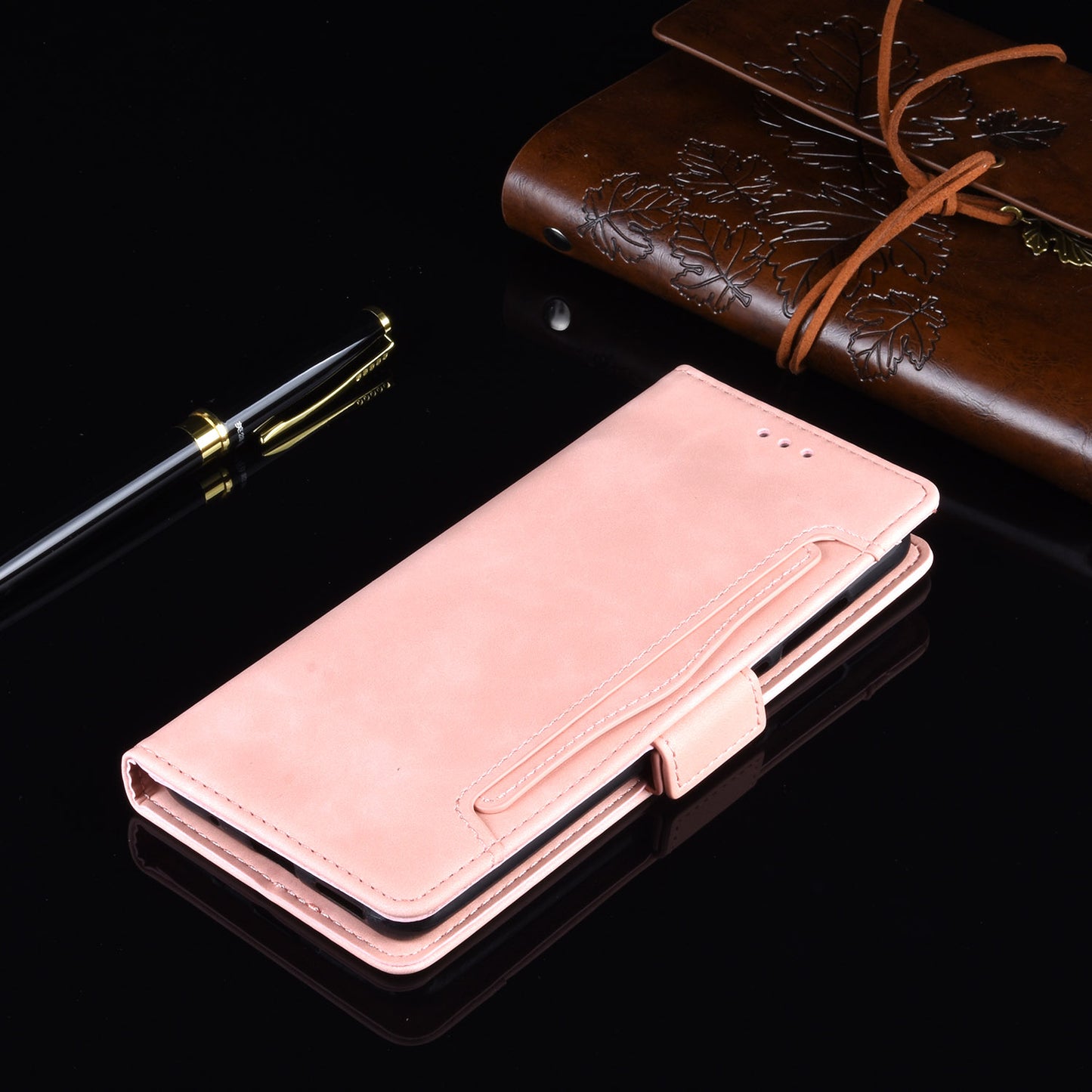 Draw-Out Card Slots Leather Wallet Phone Cover Shell for Motorola Moto G9 Plus