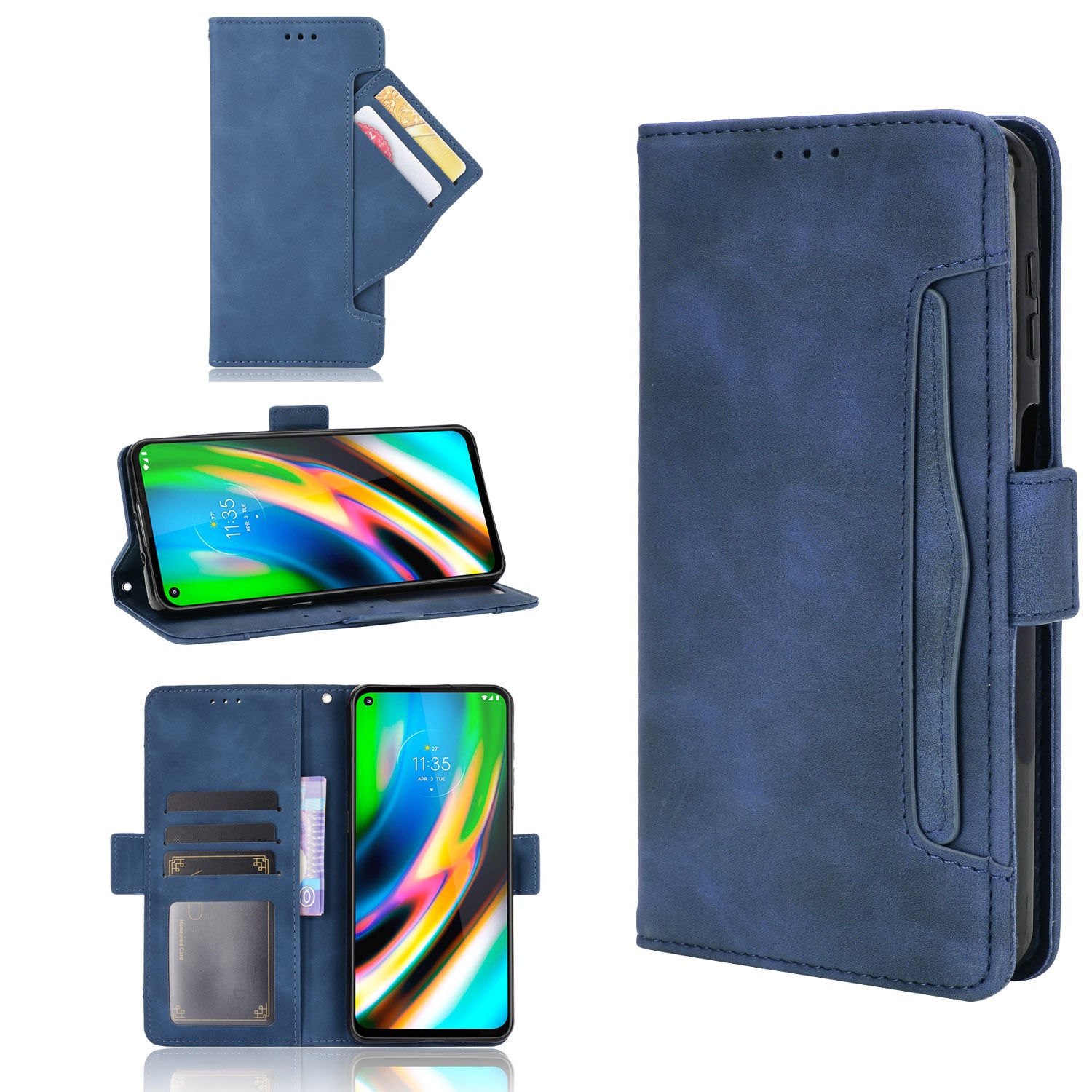 Draw-Out Card Slots Leather Wallet Phone Cover Shell for Motorola Moto G9 Plus