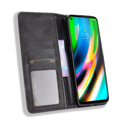 Magnetic Vintage Style Phone Protective Shell for Motorola Moto G9 Plus with Wallet Stand