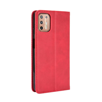 Magnetic Vintage Style Phone Protective Shell for Motorola Moto G9 Plus with Wallet Stand