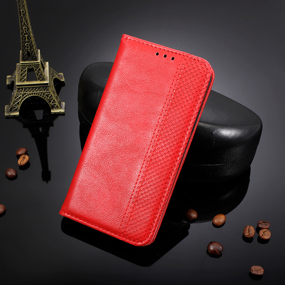 Magnetic Vintage Style Phone Protective Shell for Motorola Moto G9 Plus with Wallet Stand