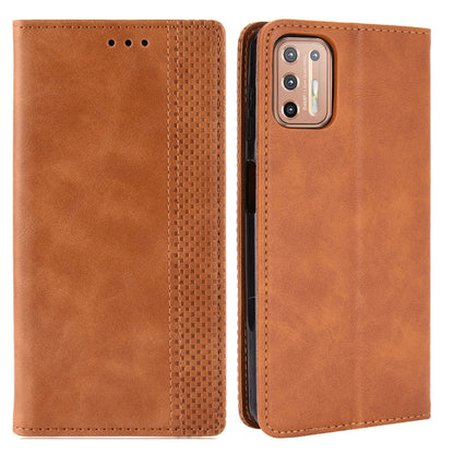 Magnetic Vintage Style Phone Protective Shell for Motorola Moto G9 Plus with Wallet Stand