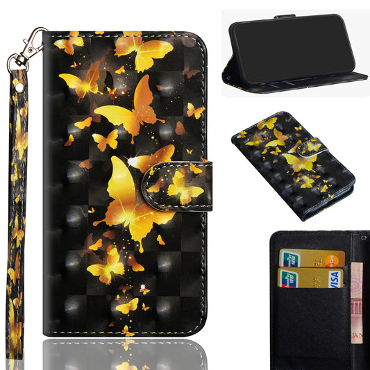 Light Spot Decor Pattern Printing Wallet Stand Leather Phone Casing with Strap for Motorola Moto G9 Plus