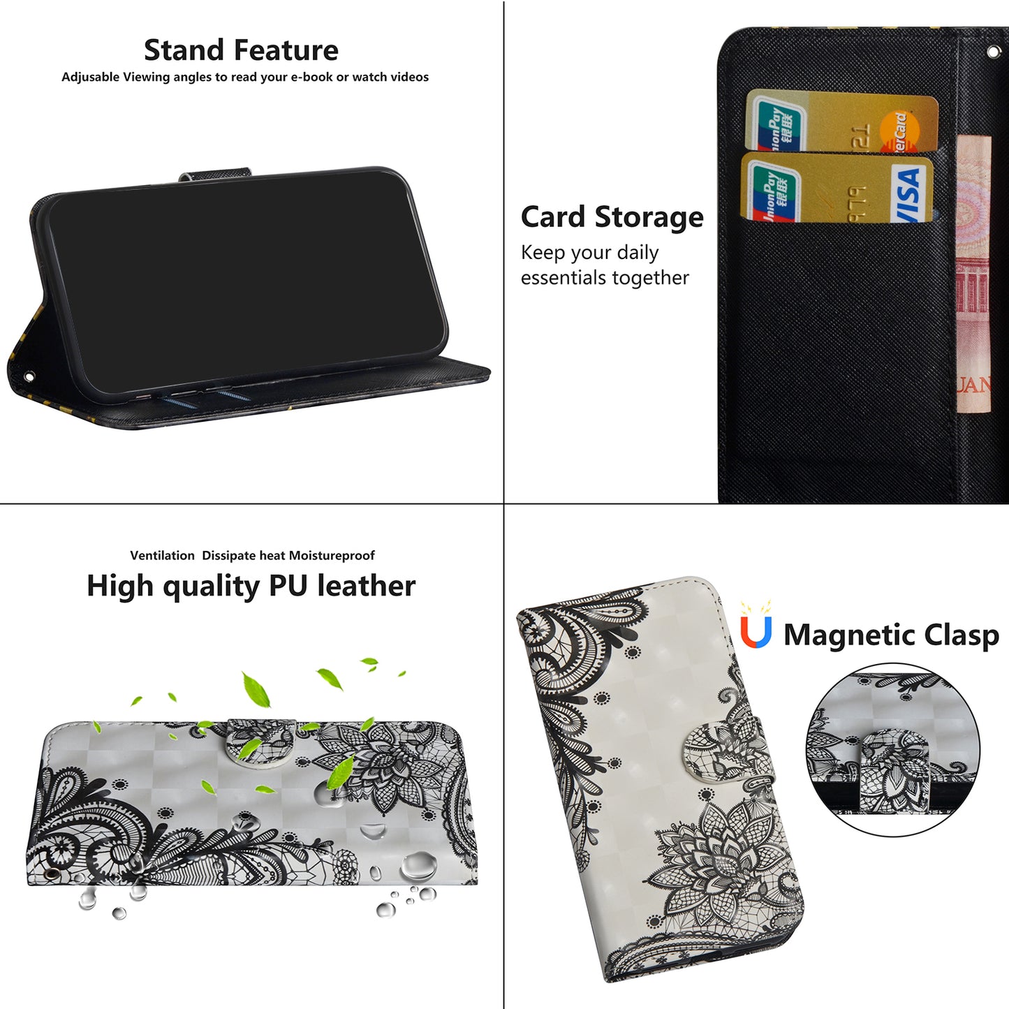 Light Spot Decor Pattern Printing Wallet Stand Leather Phone Casing with Strap for Motorola Moto G9 Plus