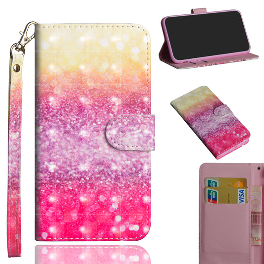 Light Spot Decor Pattern Printing Wallet Stand Leather Phone Casing with Strap for Motorola Moto G9 Play