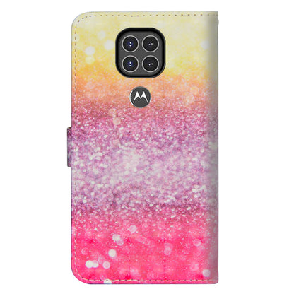 Light Spot Decor Pattern Printing Wallet Stand Leather Phone Casing with Strap for Motorola Moto G9 Play