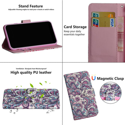 Light Spot Decor Pattern Printing Wallet Stand Leather Phone Casing with Strap for Motorola Moto G9 Play