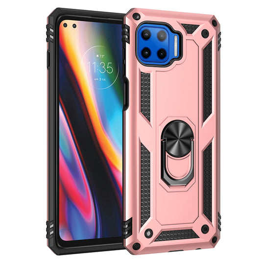 Shockproof PC + TPU Combo Phone Cover with Ring Kickstand for Motorola Moto G 5G Plus