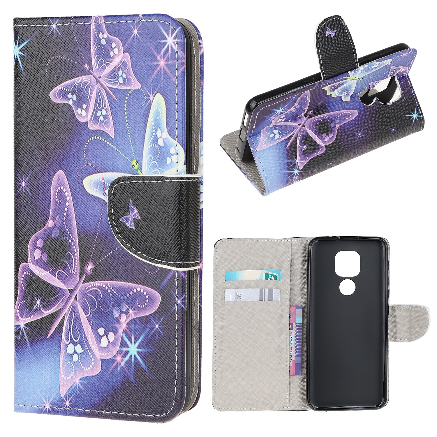 Pattern Printing Cross Texture Leather Wallet Case for Motorola Moto G9 Play / Moto E7 Plus