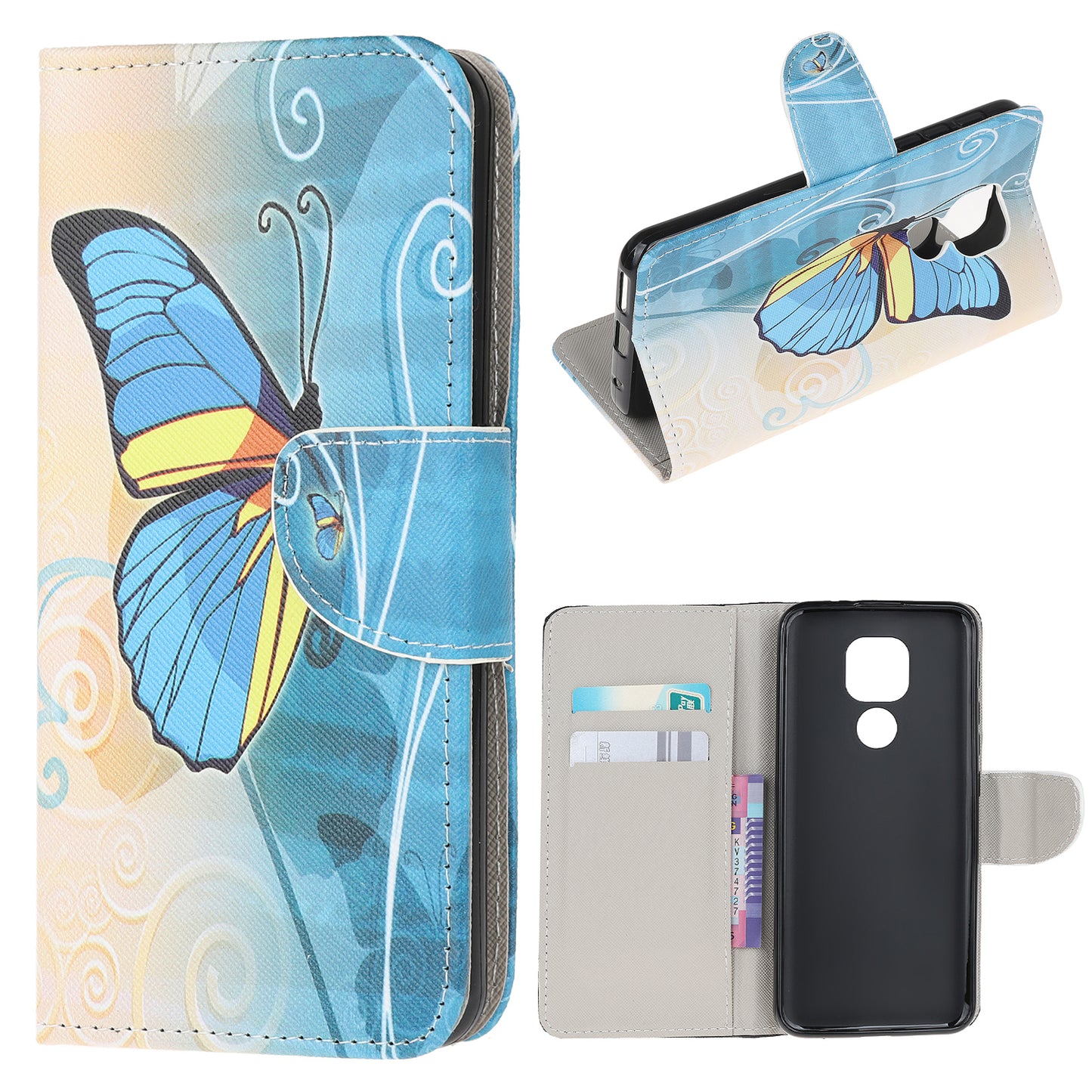 Pattern Printing Cross Texture Leather Wallet Case for Motorola Moto G9 Play / Moto E7 Plus