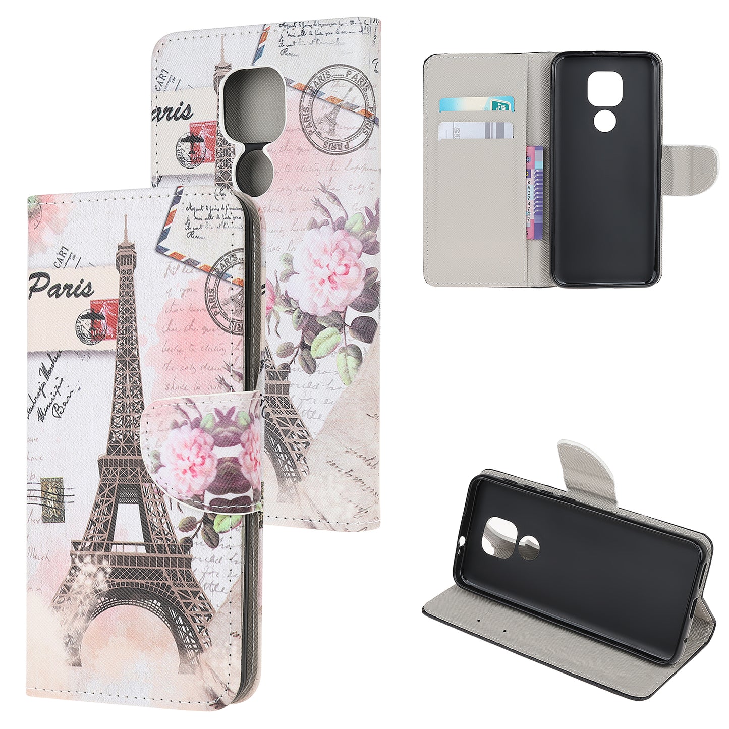 Pattern Printing Cross Texture Leather Wallet Case for Motorola Moto G9 Play / Moto E7 Plus