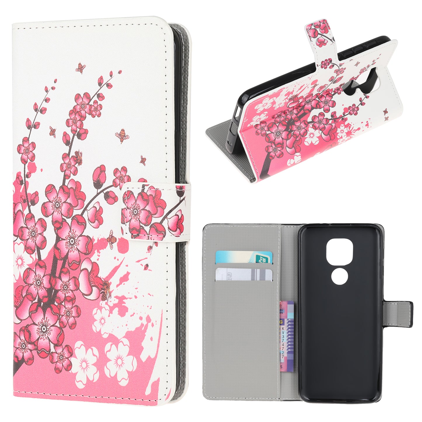 Pattern Printing PU Leather Wallet Stand Cover Case for Motorola Moto G9 Play / Motorola Moto E7 Plus